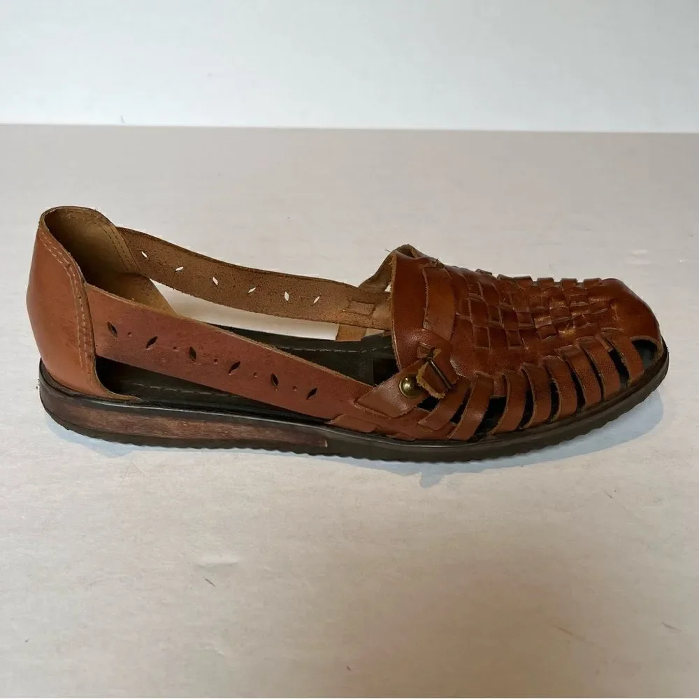Women's Nature Trek Leather Espadrilles Size 9 Brown